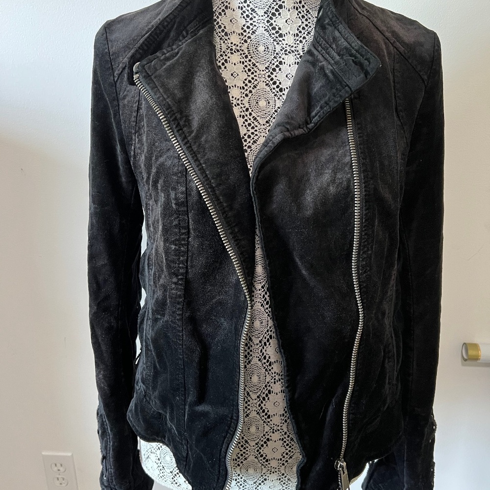 free people suede lace up black jacket